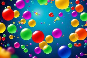 abstract pc desktop wallpaper background with flying bubbles on a colorful background. photo