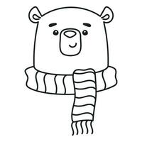 Illustration of a hand drawn bear wearing a scarf vector