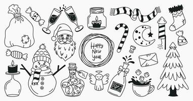 conjunto de Navidad ilustraciones en blanco antecedentes vector