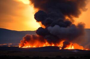 fire smoke and ash everywhere. pc desktop wallpaper background. photo