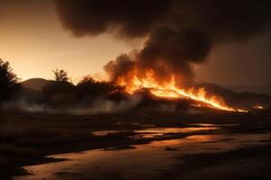 fire smoke and ash everywhere. pc desktop wallpaper background. photo