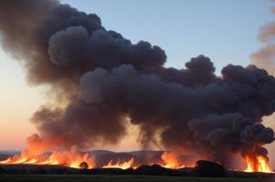 fire smoke and ash everywhere. pc desktop wallpaper background. photo