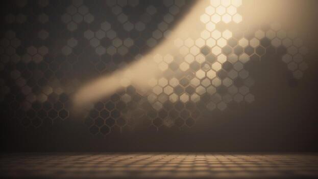 An empty room with a light shining on it photo