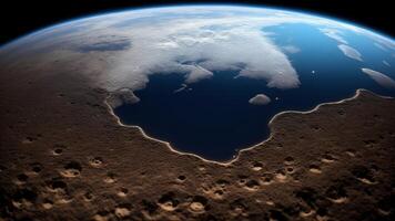 Blue earth seen from the moon surface. photo