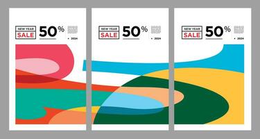 nuevo año ventas 2024 vistoso antecedentes bandera modelo descuento 50 vector