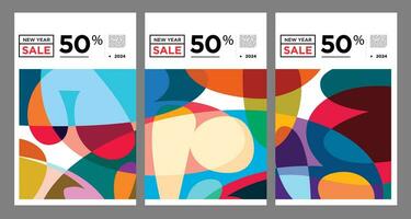 New Year Sales 2024 colorful Background Banner Template discount 50 vector