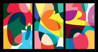 New Year 2024 Colorful Abstract Geometric and Fluid for Poster and Banner Greeting Card vector