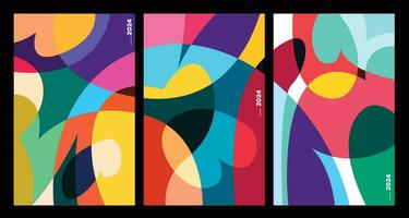 New Year 2024 Colorful Abstract Geometric and Fluid for Poster and Banner Greeting Card vector