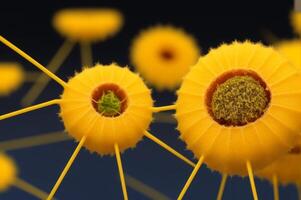 Science micro biology concept. Yellow Corona virus outbreak epidemic. AI Generated photo