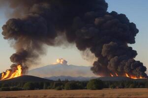fire smoke and ash everywhere. pc desktop wallpaper background. photo