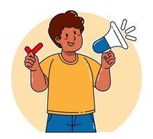 Man holding megaphone announcement vector