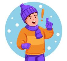 boy wearing a winter hat and gloves vector