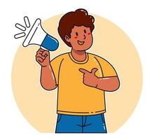 Man holding megaphone announcement vector