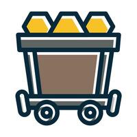 Mine Cart Vector Thick Line Filled Dark Colors