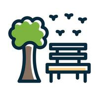 Park Vector Thick Line Filled Dark Colors