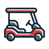 Golf Cart Vector Thick Line Filled Dark Colors