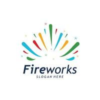 Logo Template of Sparkling Fireworks on Party Celebration vector