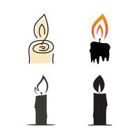 Burning Candle Vector Logo Template in Simple Flat Style.