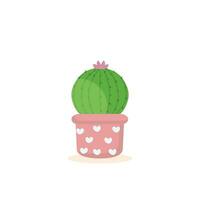 Cactus icons in a flat style on a white background. Home plants cactus in pots and with flowers. A variety of decorative cactus with prickles and without. vector