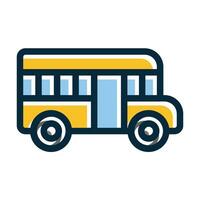 School Bus Vector Thick Line Filled Dark Colors