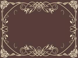a decorative frame with a floral design on a brown background vector