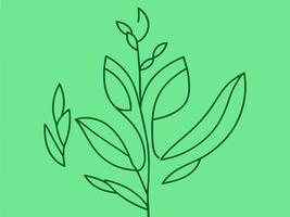 a line drawing of leaves on a green background vector