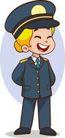 vector illustration of a Little kid Wearing a pilot Uniform