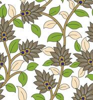 Grey and sky blue floral textile design vector