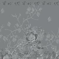 Grey and sky blue floral textile design vector