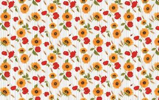 0range and grey floral design on red white background vector