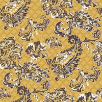 Grey black and yellow floral textile design vector