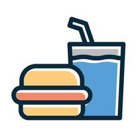 Fast Food Vector Thick Line Filled Dark Colors