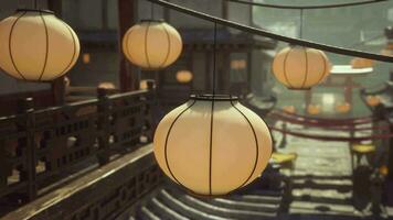 A bunch of lanterns hanging from a line video