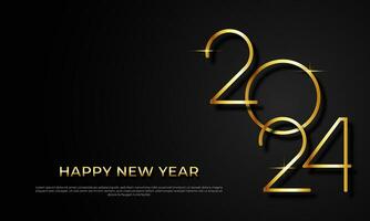 new year 2024 with style number in golden luxury color with design on a dark background vector