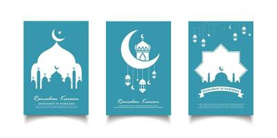 Happy ramadan set of greeting card template design set.ramadan design with moon latern.suitable for poster,cover and banner design vector