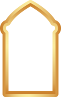 Ramadan d'or Cadre forme. porte et fenêtre cambre avec islamique conception. musulman Oriental portail. Indien ancien arc avec traditionnel ornement. architecture élément et autocollant. png
