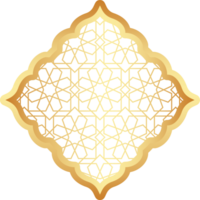 Islamic golden frame shape. Ramadan window with ornament. Oriental decoration design. Arabian traditional element png