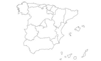 white background of spain map with line art design vector