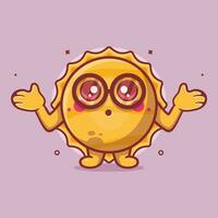 funny sun character mascot with confused gesture isolated cartoon in flat style design vector