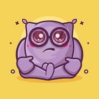 kawaii pillow character mascot with sad expression isolated cartoon in flat style design vector