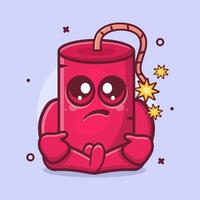 kawaii dinamitar bomba personaje mascota con triste expresión aislado dibujos animados en plano estilo diseño vector