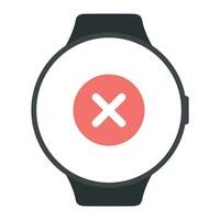 Smart watch circle with cancel red button. Vector