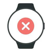 Smart watch circle with cancel red button. Vector