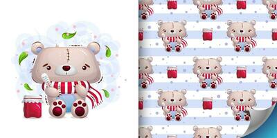 Sick bear pattern vector