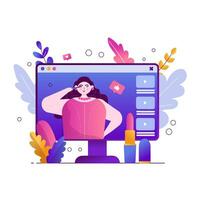 Blogger vector flat illustration