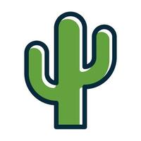 Cactus Vector Thick Line Filled Dark Colors