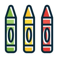 Crayons Vector Thick Line Filled Dark Colors