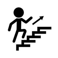 persona yendo arriba el escalera silueta icono. vector. vector