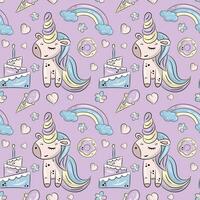 Vector seamless pattern with unicorns