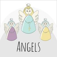 Christening linear illustration with angel vector